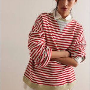 We The Free Red and White Striped Sweater